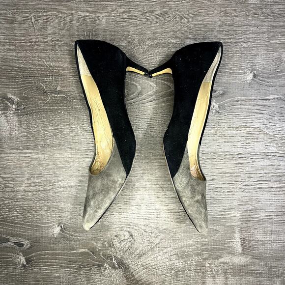 Ann Taylor Color Block Suede Pointed Toe Pumps Black and Gray Size 6 - Picture 4 of 6